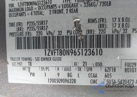 2006 Ford Mustang V6 from USA, damaged, VIN 1ZVFT80N965123610